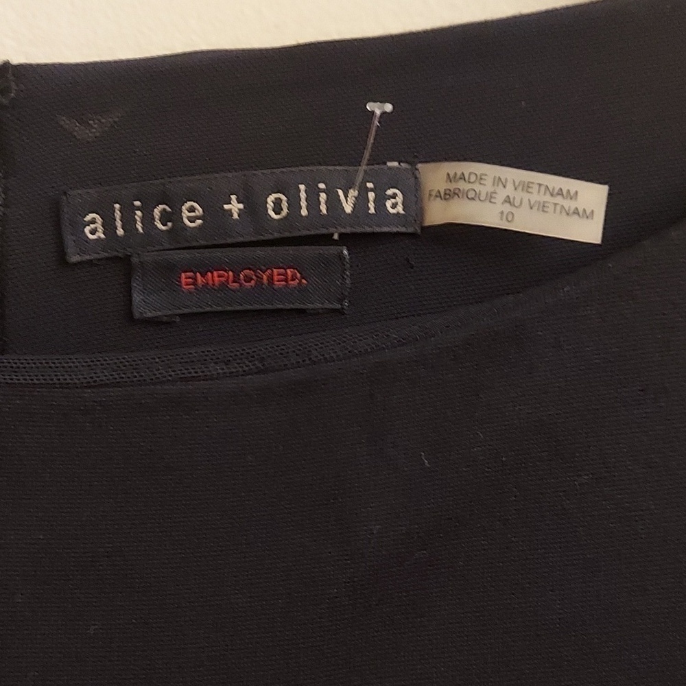 ALICE + OLIVIA Employed Black Fit and Flare Long Sleeve Bateau Neckline Dress … - Picture 2 of 11